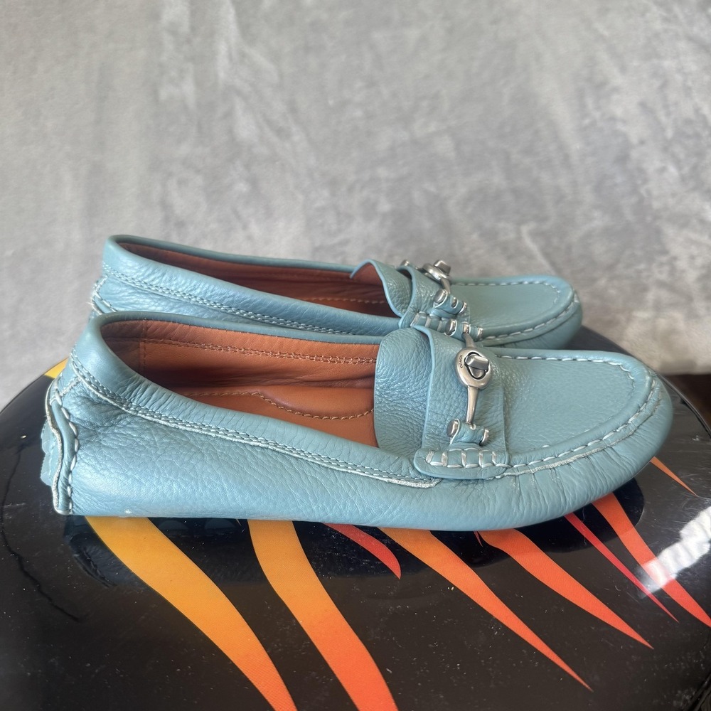 Coach Shoes Womens Size 6 Blue Leather Loafer Driving Moccasin Comfort Slip On - Picture 4 of 7